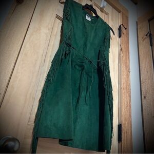 Antik Batik 100% Suede Leather Fringe Mini Dress M